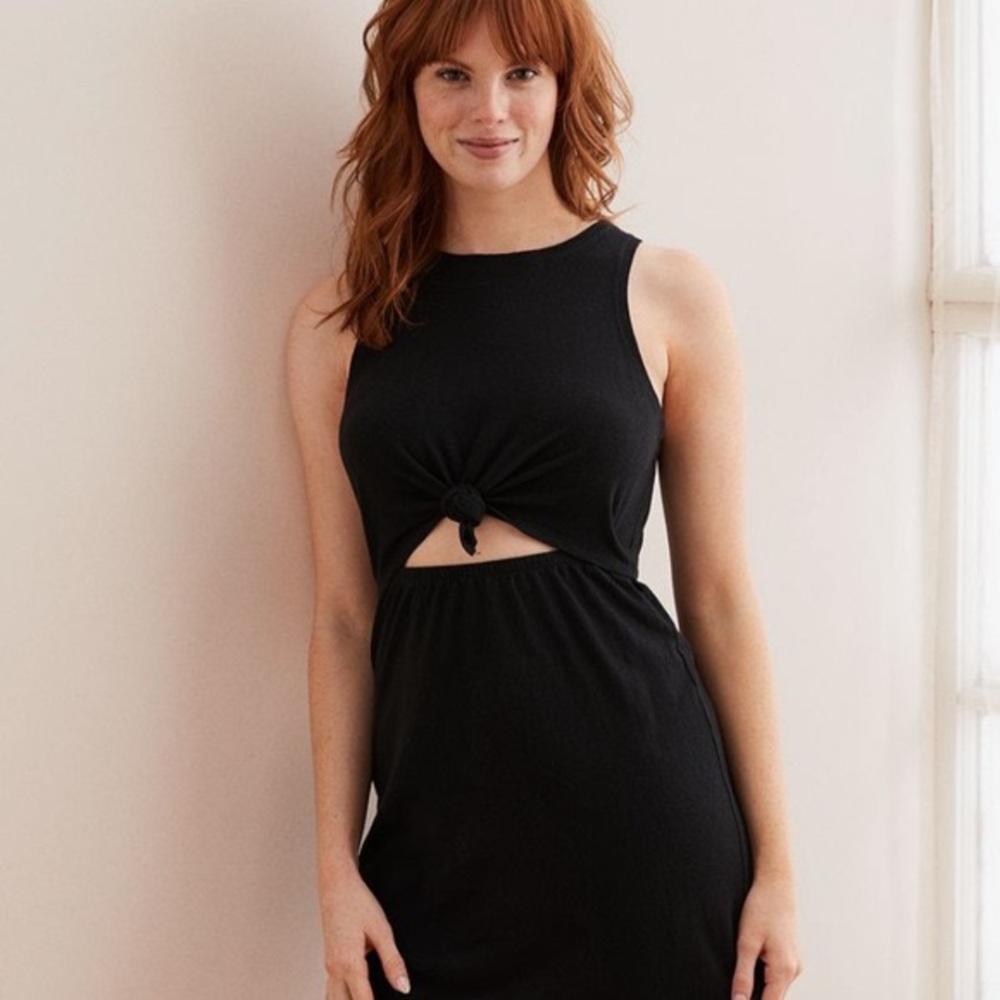 Tie front cutout dress